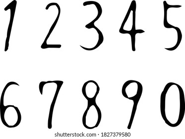 A set of simple handwritten numbers