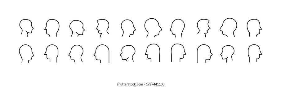 Set of simple head line icons. Outline stroke object. Linear signs pack. Perfect for web apps and mobile.