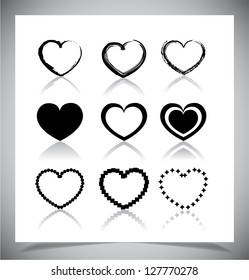 Set of simple heart icons. Vector illustration