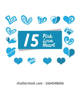 Set of Simple Heart Vector Design in Blue