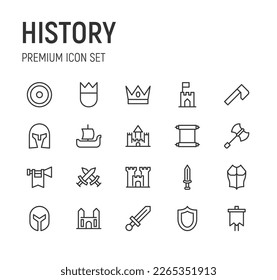 Set of simple history line icons. Outline stroke object. Linear signs pack. Perfect for web apps and mobile.