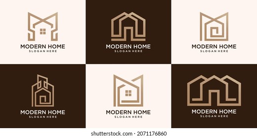 set of simple home modern logo template