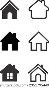 Set simple home-related icons. With an outline style. With the purpose of ui, web, application or software and many others