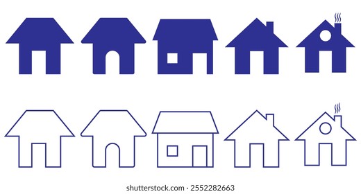 Set of simple house icon vector illustration. Blue Home icon set isolated on white background.