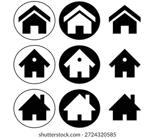 Set von einfachen Haus-Icons mit verschiedenen Designs und Hintergründen
