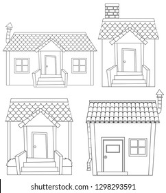 Set Simple House Outline Illustration Stock Vector (Royalty Free ...