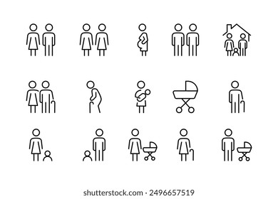 Set of simple icon for business. The state of people at different ages.  Vector illustration 