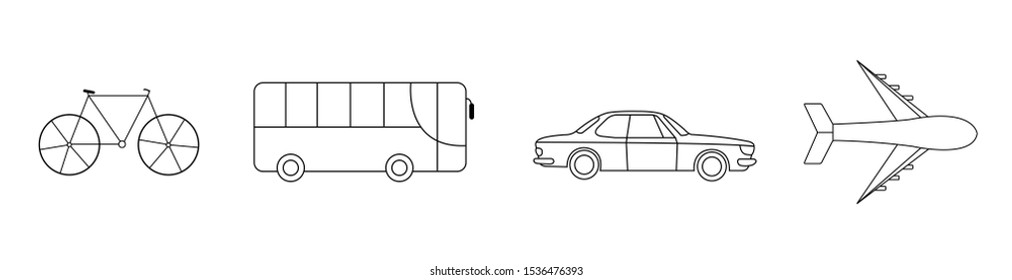 Set of simple icon on a white background. Element of transport icon. Premium quality graphic design. Sign and symbol collection icon for websites, web design, mobile app. Vector illustration.