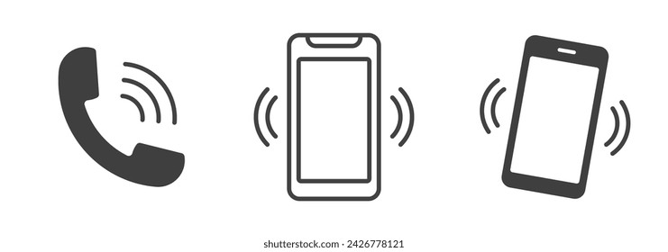 set of simple icon. telephone call, mobile phone, contact and telephone service. white background. vector illustration.