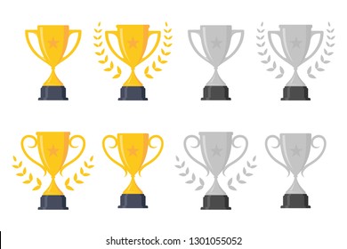 Set simple icon trophy cup design element. Flat icon vector trophy. Vector illustration EPS.8 EPS.10