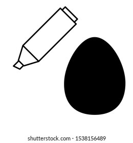 Set of simple iconos with felt pen and pick