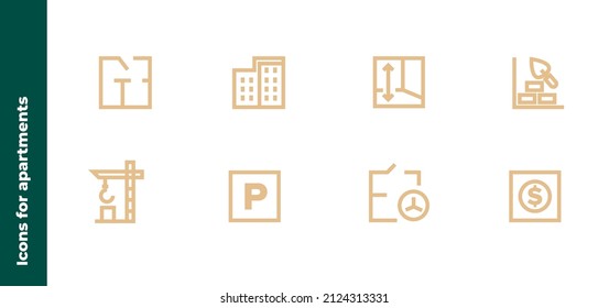 Set of simple icons about residential complex