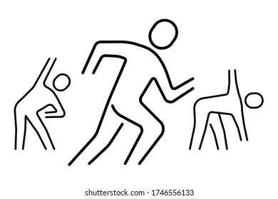 A set of simple icons for Amateur sports and fitness. Running and aerobics. Vector illustration.