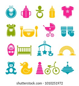 A set of simple icons for babies and newborns