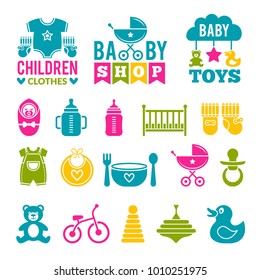 A set of simple icons for babies and newborns
