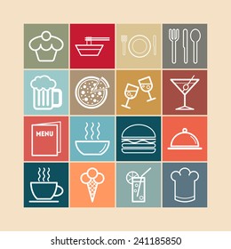 Set of simple icons for bar, cafe and restaurant