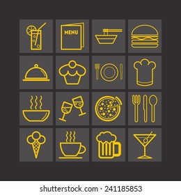 Set of simple icons for bar, cafe and restaurant