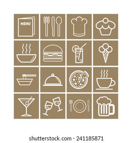 Set of simple icons for bar, cafe and restaurant