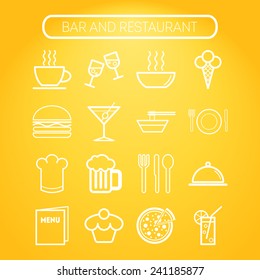 Set of simple icons for bar, cafe and restaurant