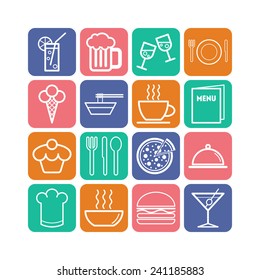 Set of simple icons for bar, cafe and restaurant