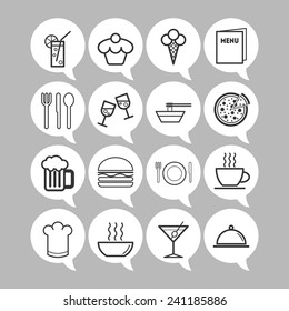 Set of simple icons for bar, cafe and restaurant