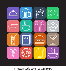Set of simple icons for bar, cafe and restaurant