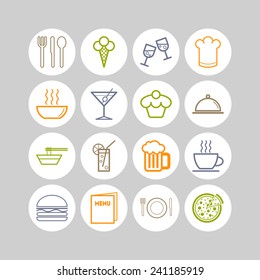 Set of simple icons for bar, cafe and restaurant