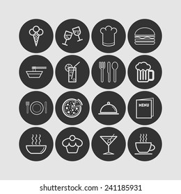 Set of simple icons for bar, cafe and restaurant