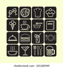 Set of simple icons for bar, cafe and restaurant