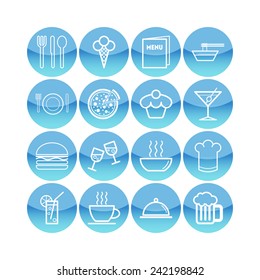 Set of simple icons for bar, cafe, restaurant