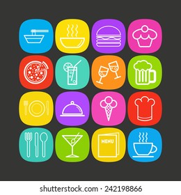 Set of simple icons for bar, cafe, restaurant