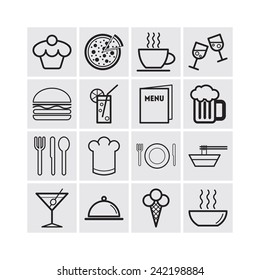 Set of simple icons for bar, cafe, restaurant