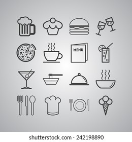 Set Of Simple Icons For Bar, Cafe, Restaurant