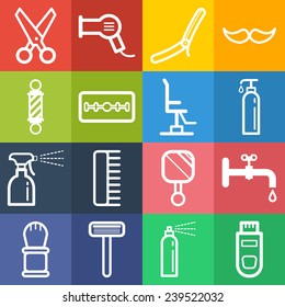 Set of simple icons for barbershop