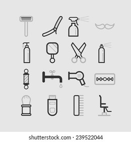 Set of simple icons for barbershop