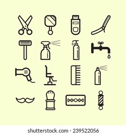 Set of simple icons for barbershop