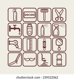Set of simple icons for barbershop