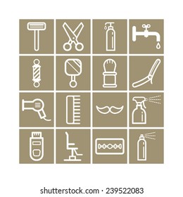 Set of simple icons for barbershop