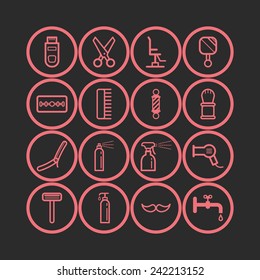 Set of simple icons for barbershop