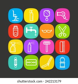 Set of simple icons for barbershop