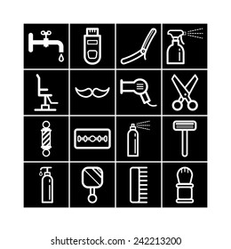 Set of simple icons for barbershop