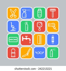 Set of simple icons for barbershop