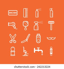 Set of simple icons for barbershop