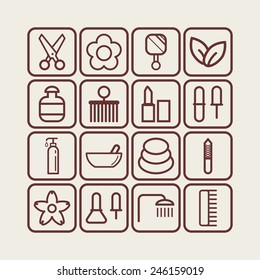 Set of simple icons for beauty, spa, salons, web sites, applications and games