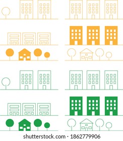 set of simple icons of buildings