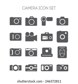 Set of simple icons with cameras for web design, sites, applications and games