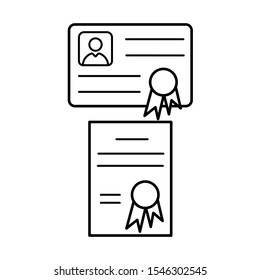 Set of simple icons with certificate and diploma.