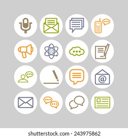 Set of simple icons for chat, conversation, mail, web and application