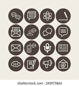 Set of simple icons for chat, conversation, mail, web and application