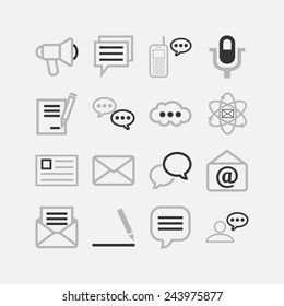 Set of simple icons for chat, conversation, mail, web and application